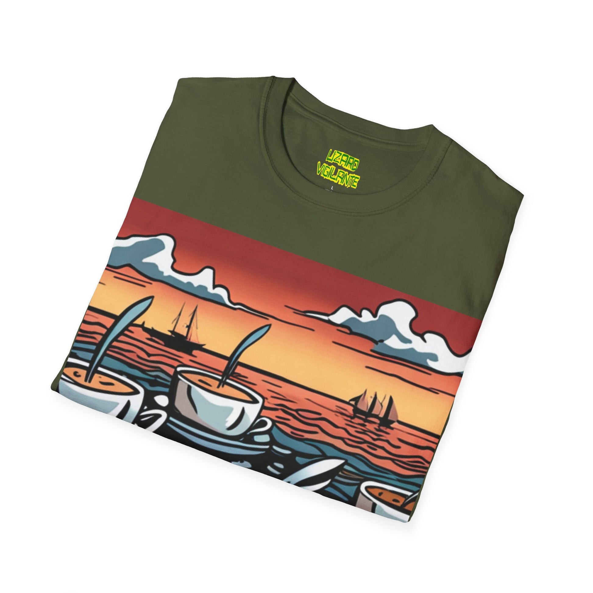 Coffee Boats Unisex Softstyle T-Shirt - Lizard Vigilante