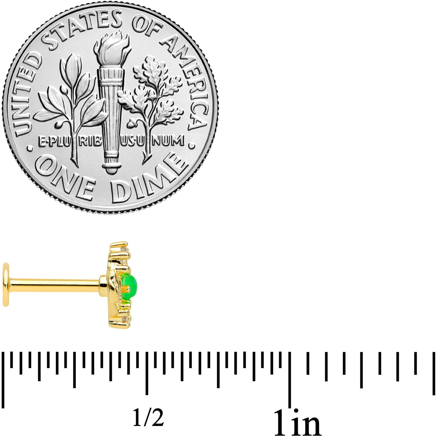 16G 5/16 Green Faux Opal Gold Tone Harvest Wreath Labret Tragus