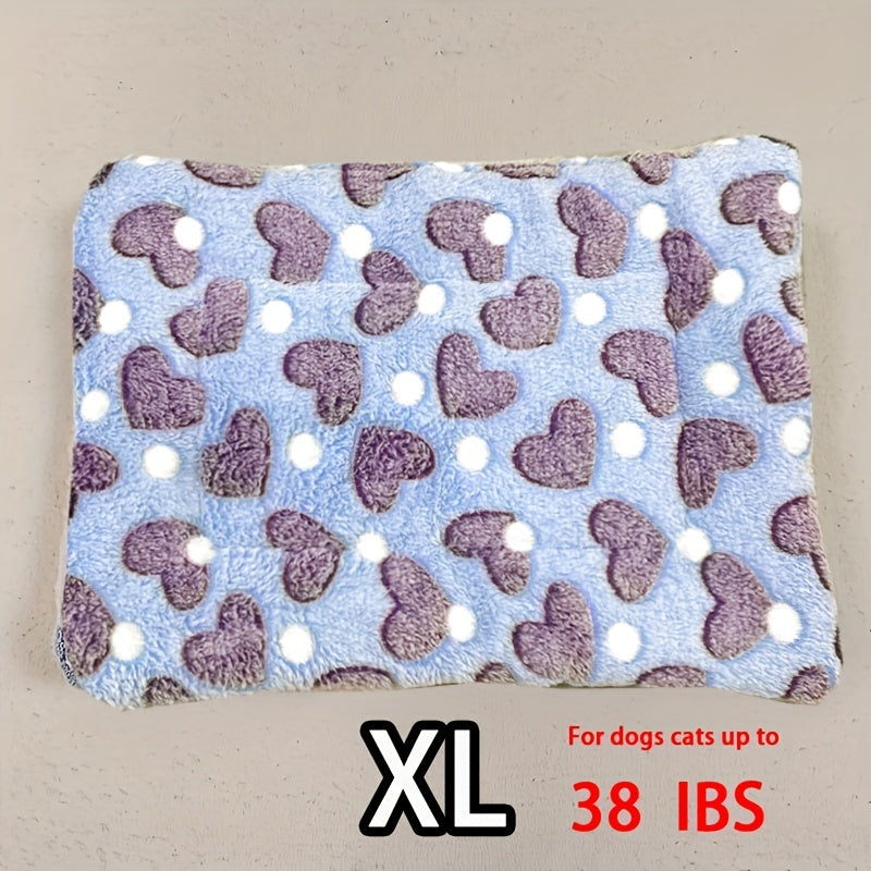 All-Season Dirt-Resistant Rectangular Pet Blanket - Comfortable Dog Paw Heart Print Pet Bed, 1pc