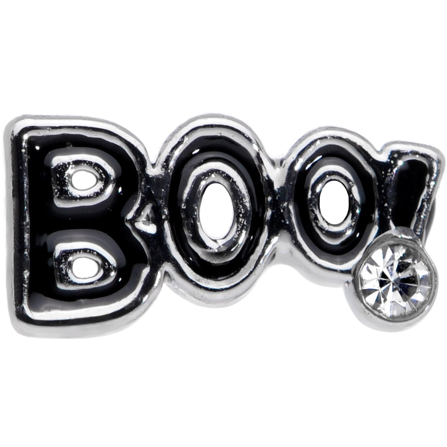 20G 1/4 Clear Gem Black Boo Halloween Nose Bone