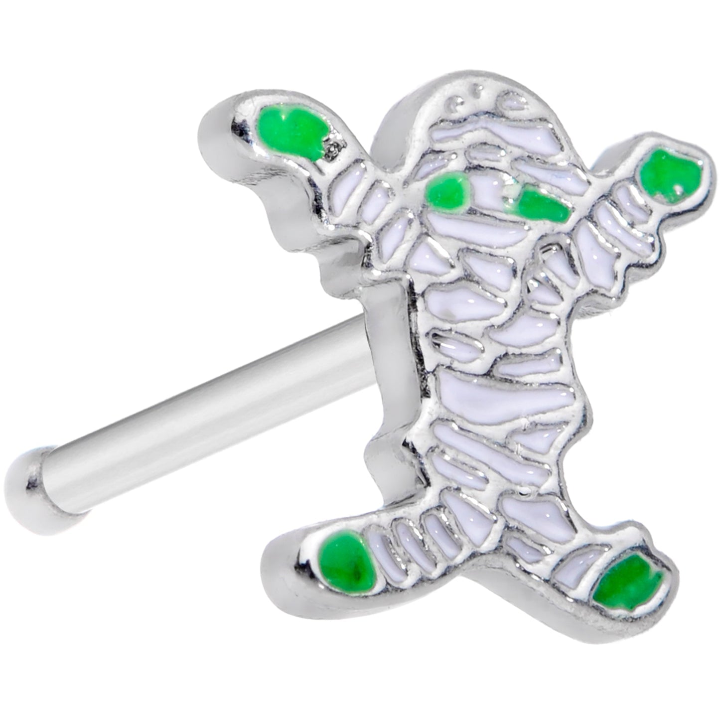 20G 7mm Green Mummy Halloween Nose Bone