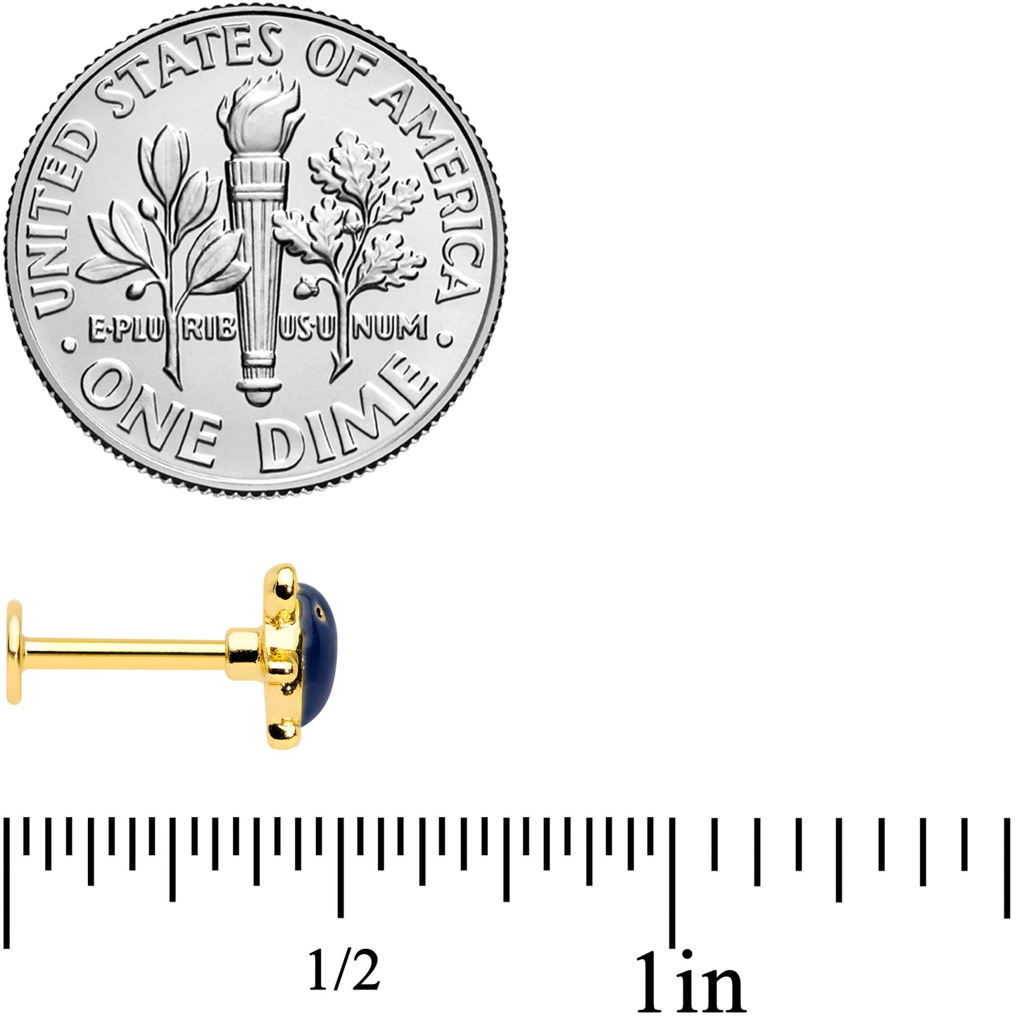 16G 5/16 Gold Tone Black Mouse Labret Monroe Tragus