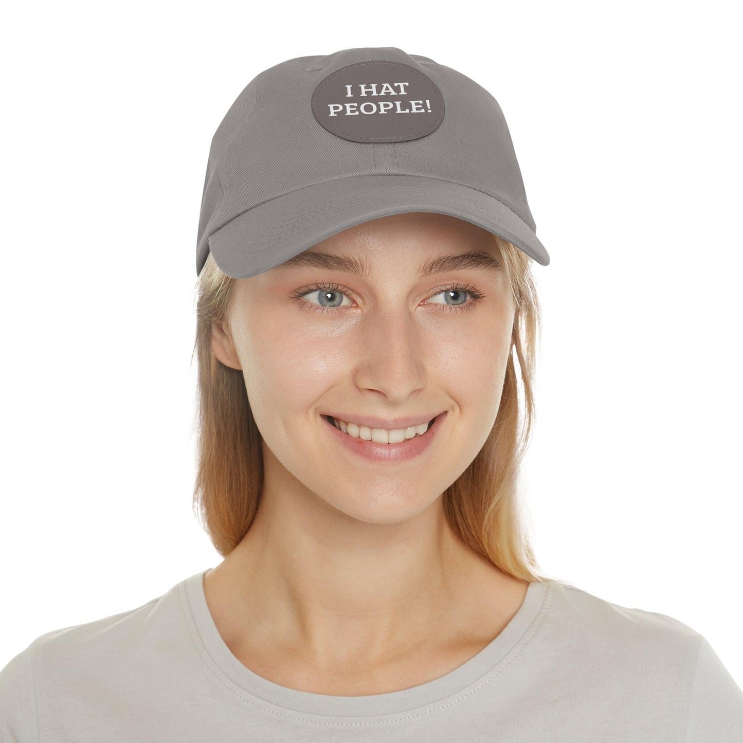 I HAT PEOPLE! Dad Hat with Leather Patch (Round) - Lizard Vigilante