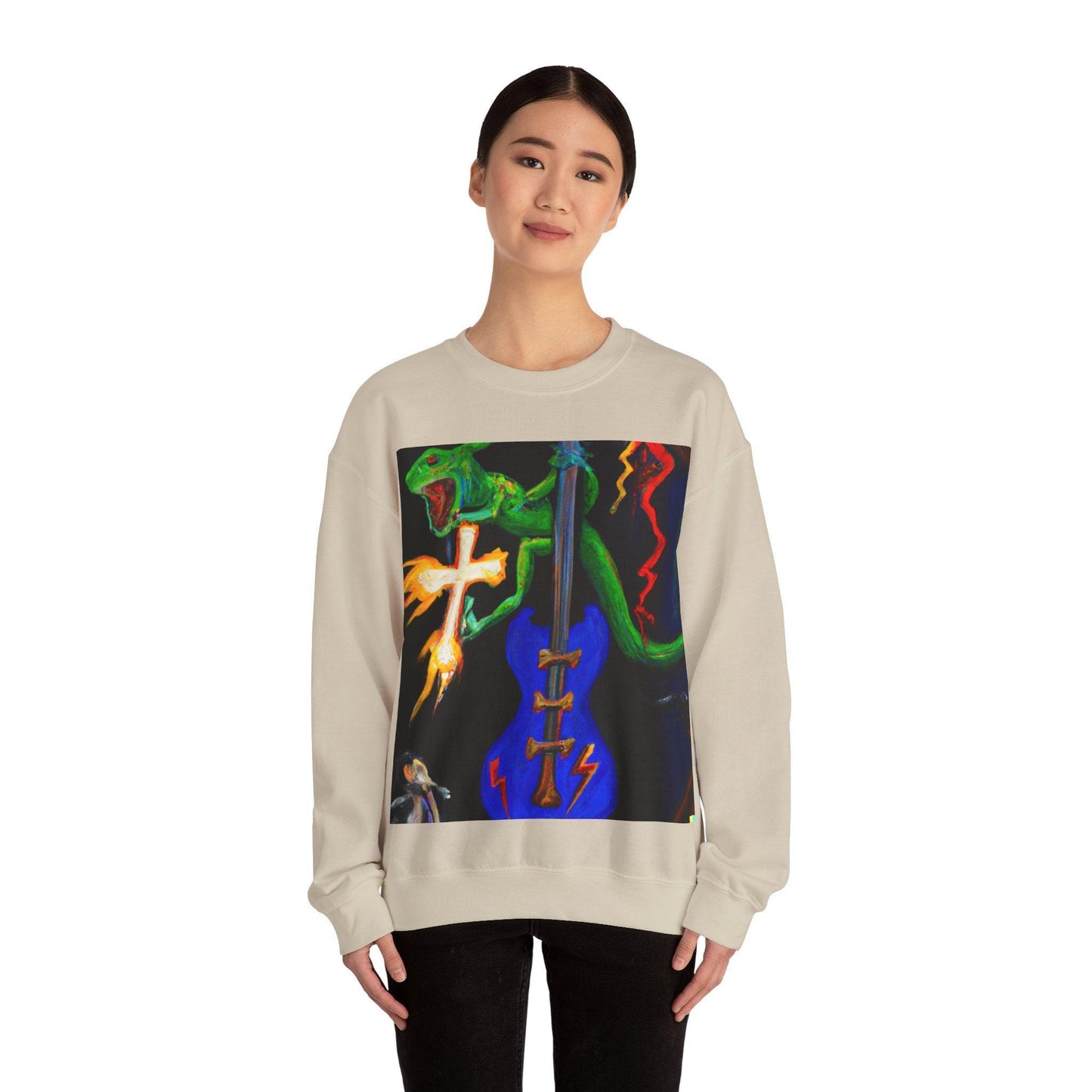 Lizard Vigilante Lightning Cross Unisex Heavy Blend™ Crewneck Sweatshirt - Lizard Vigilante