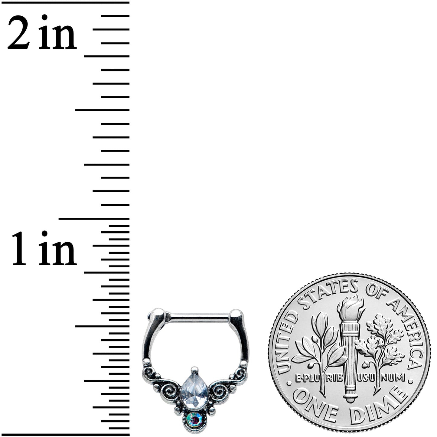 16G 5/16 Clear Aurora Gem Scrolling Drop Cartilage Clicker