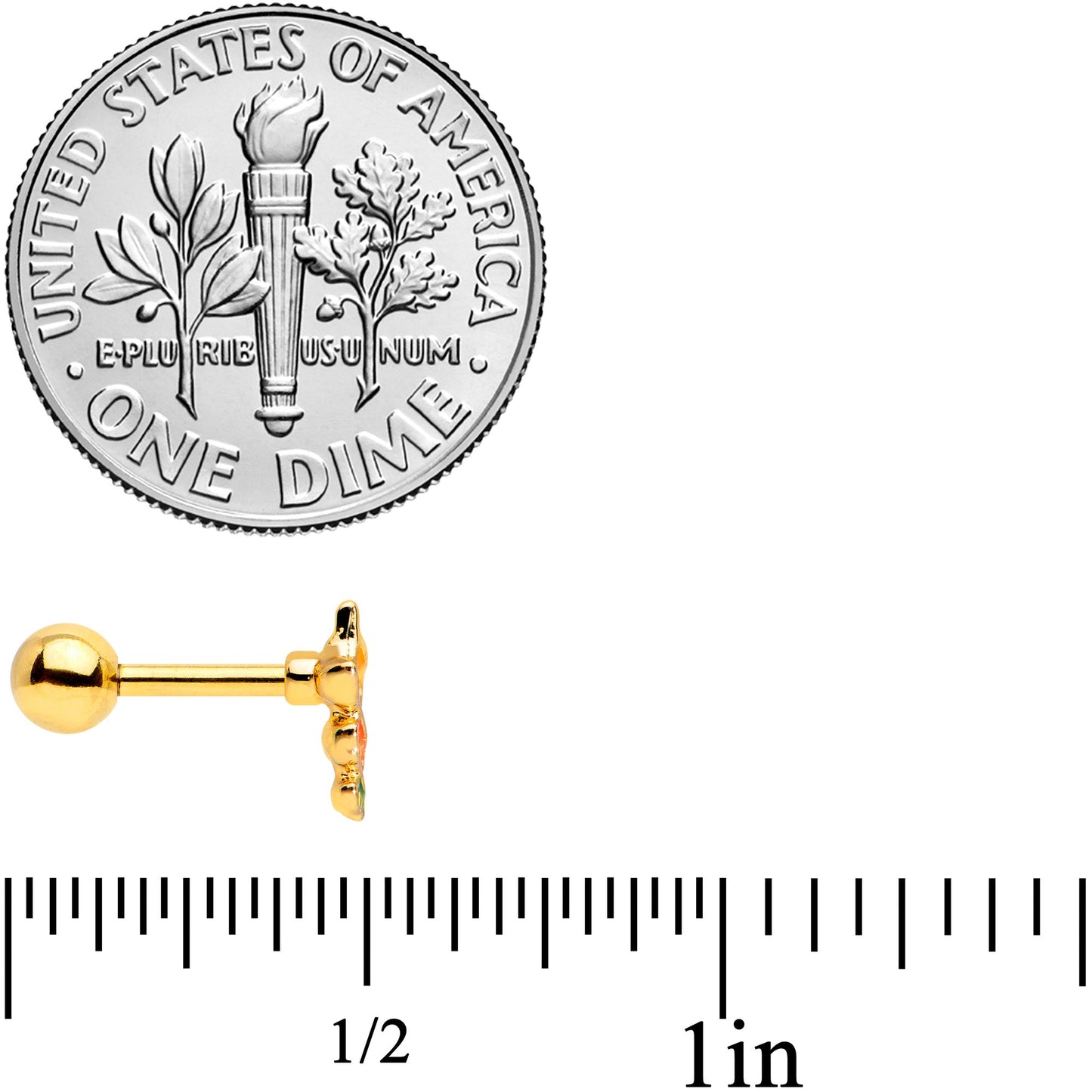 16G 1/4 Gold Tone Autumn Leaves Fall Cartilage Tragus