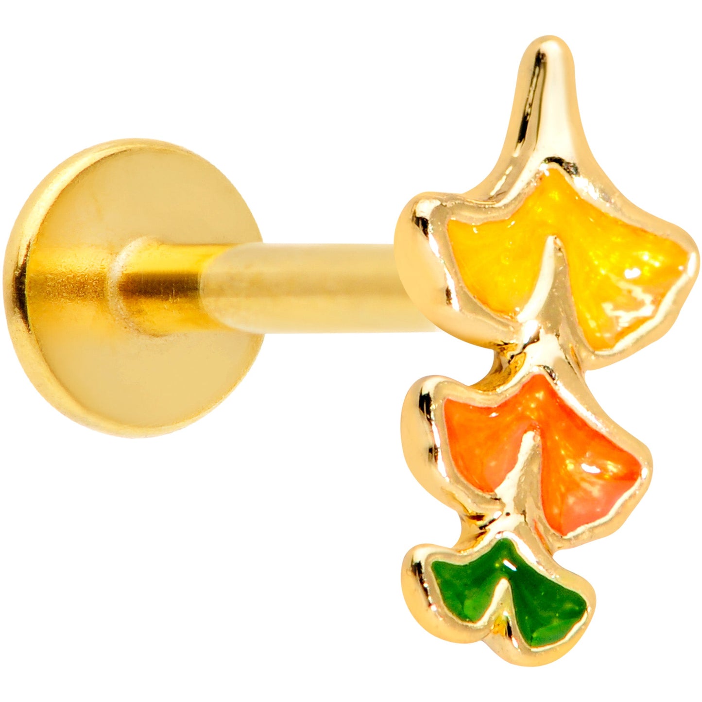 16G 5/16 Gold Tone Autumn Leaves Fall Labret Monroe Tragus