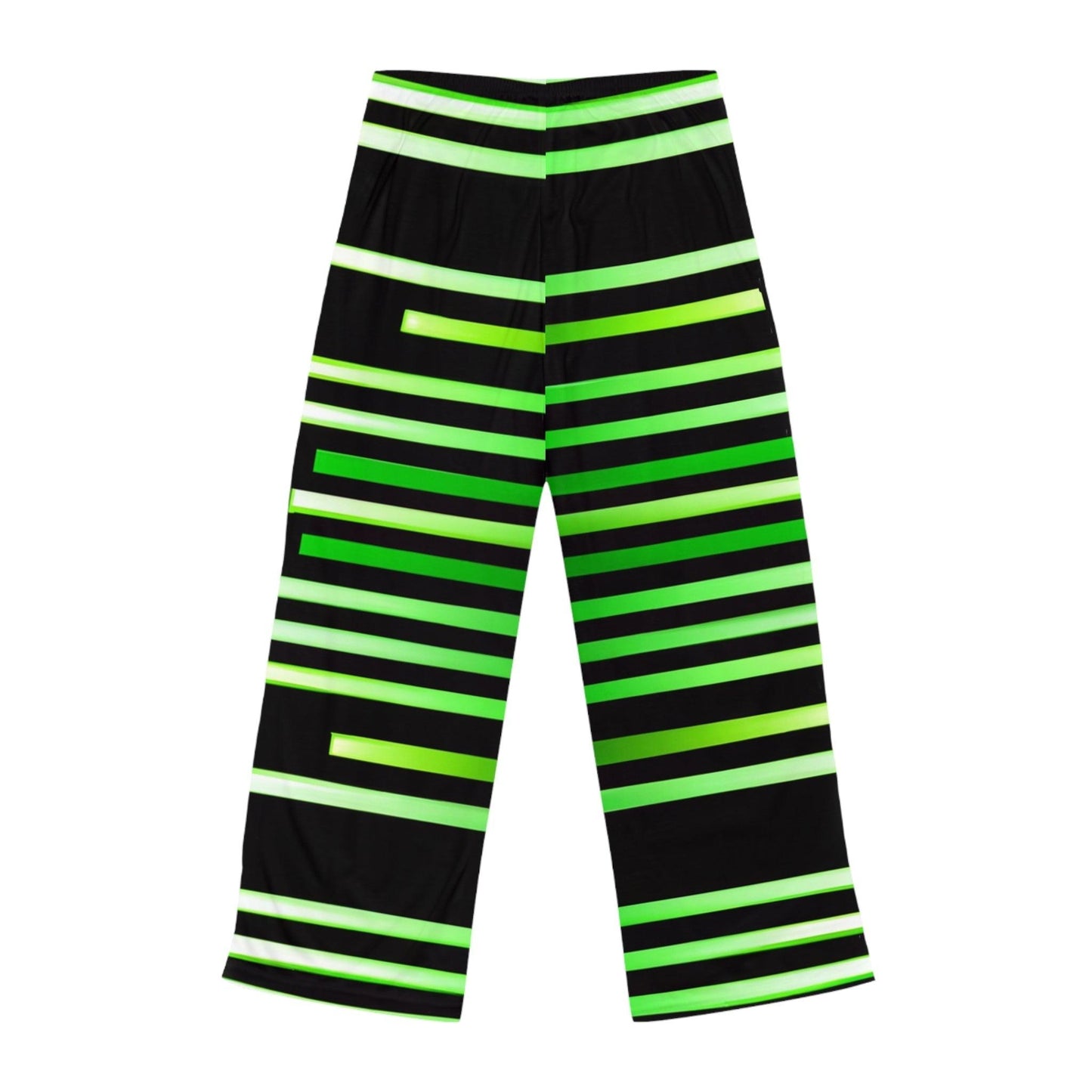 Women's Green & Gold White Lines at Black Pajama Pants - Lizard Vigilante