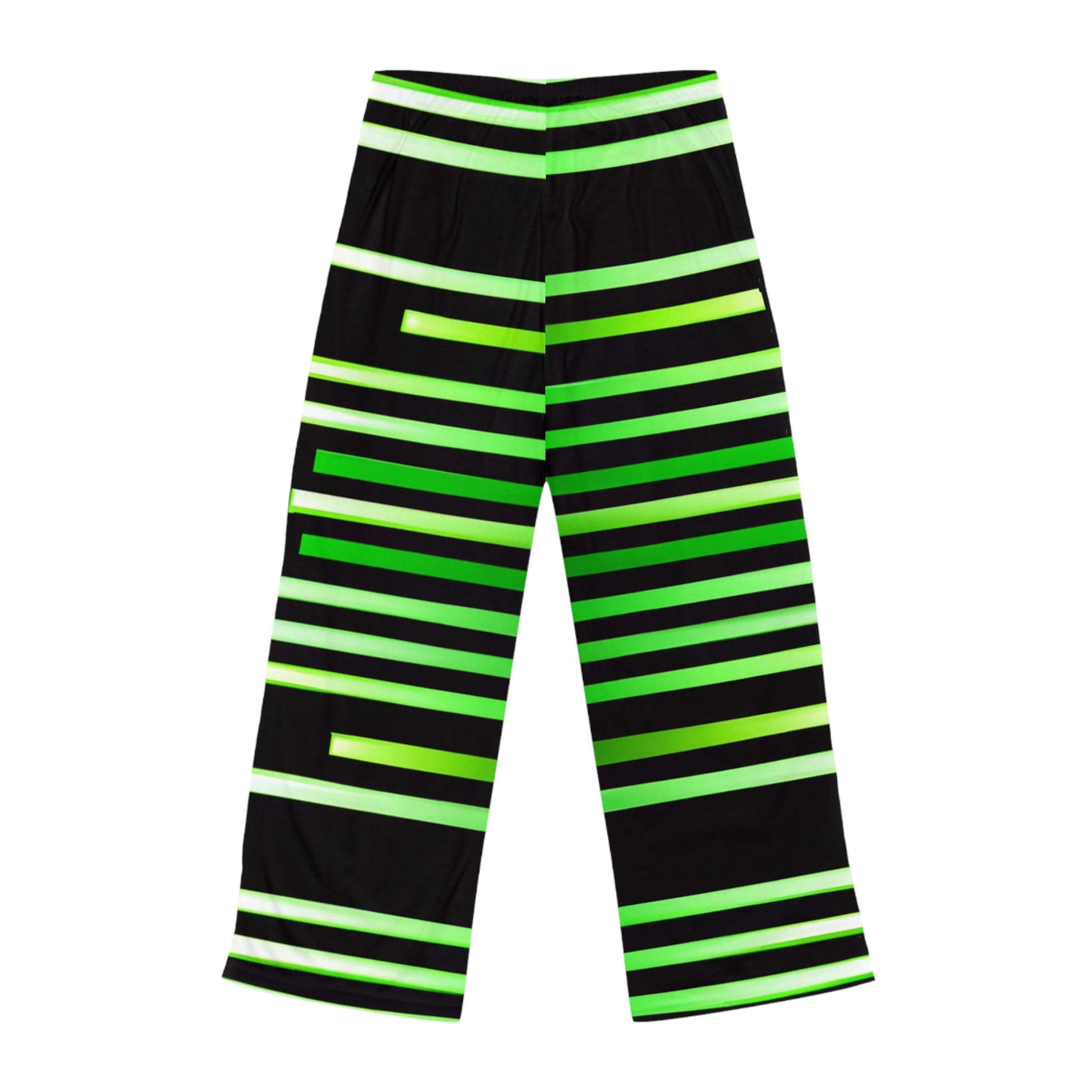 Women's Green & Gold White Lines at Black Pajama Pants (AOP) - Lizard Vigilante