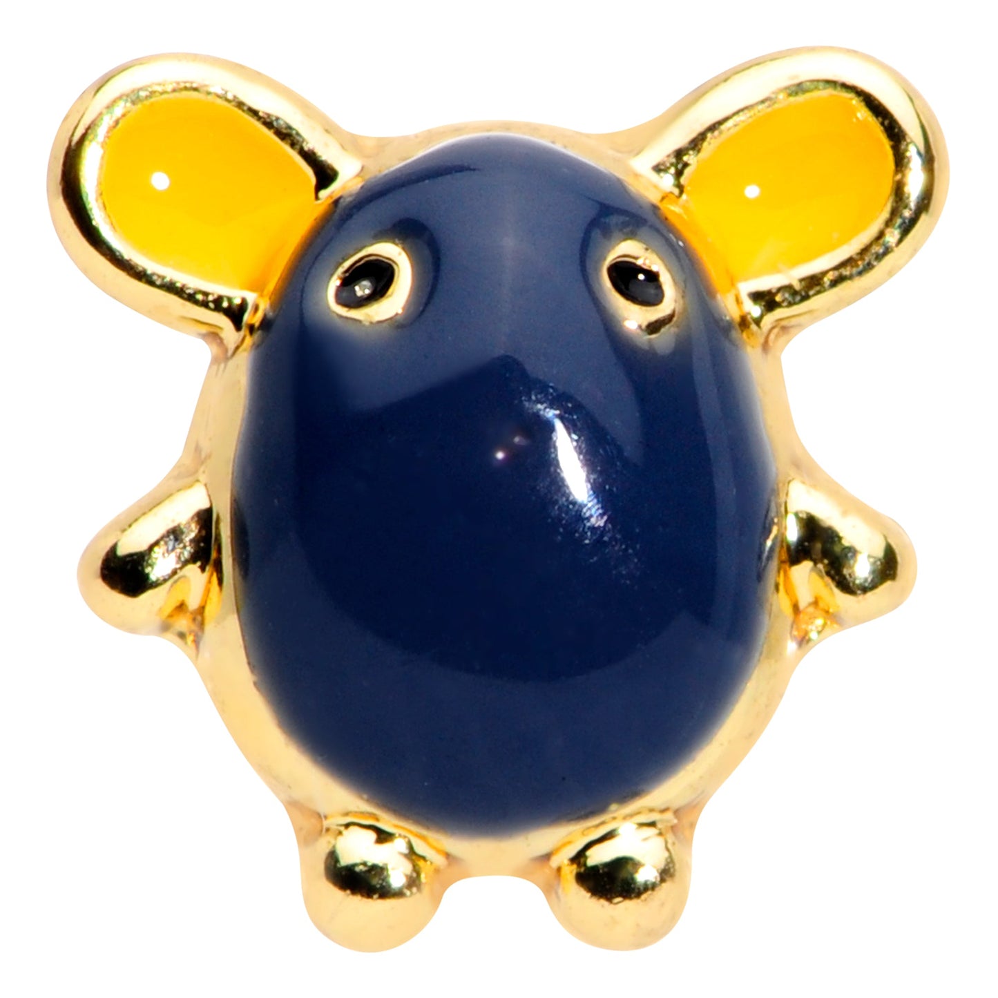 16G 1/4 Gold Tone Black Mouse Cartilage Tragus Earring