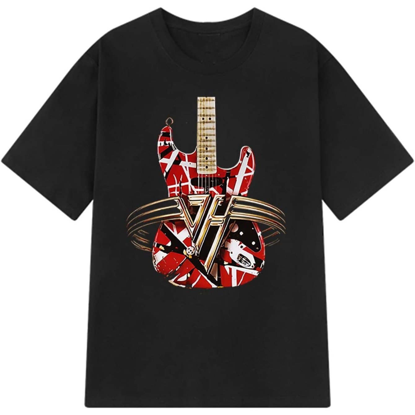 Men's Black Cotton T-Shirt - Vintage Classic Guitar 1970s Graphic Tee, Ideal for Music Lovers and Retro Style - Premium  from Lizard Vigilante - Just $20.99! Shop now at Lizard Vigilante