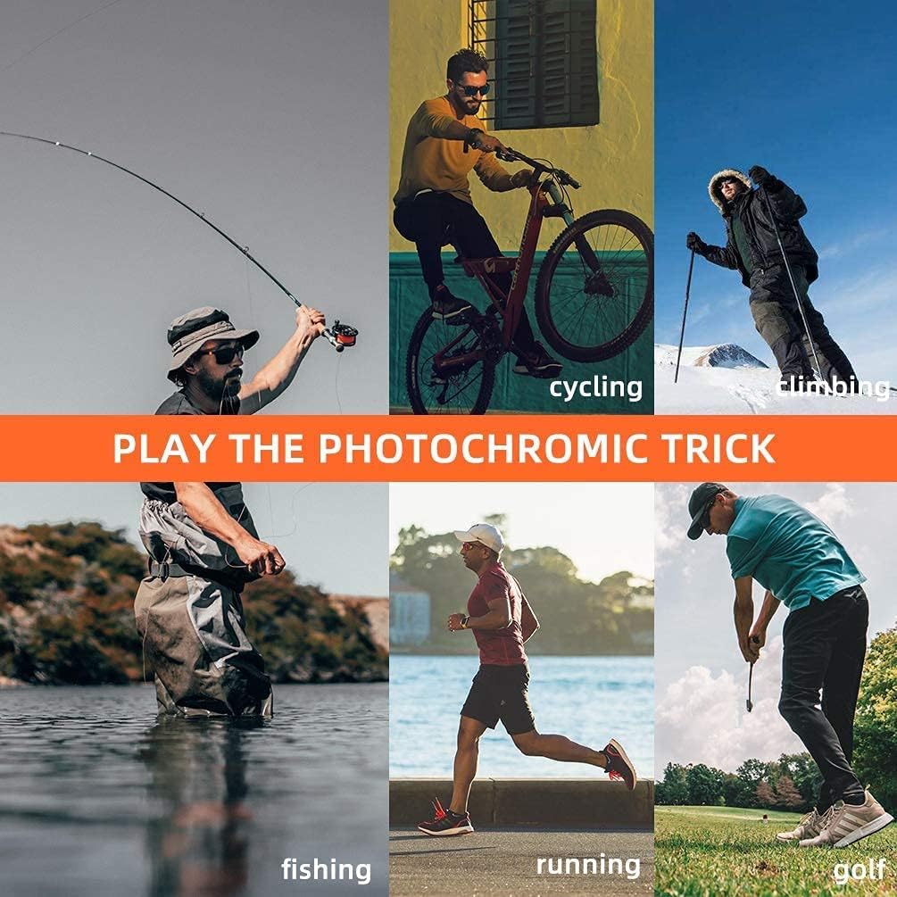 ROCKBROS Photochromic Cycling Sunglasses UV Protection Windproof Lightweight