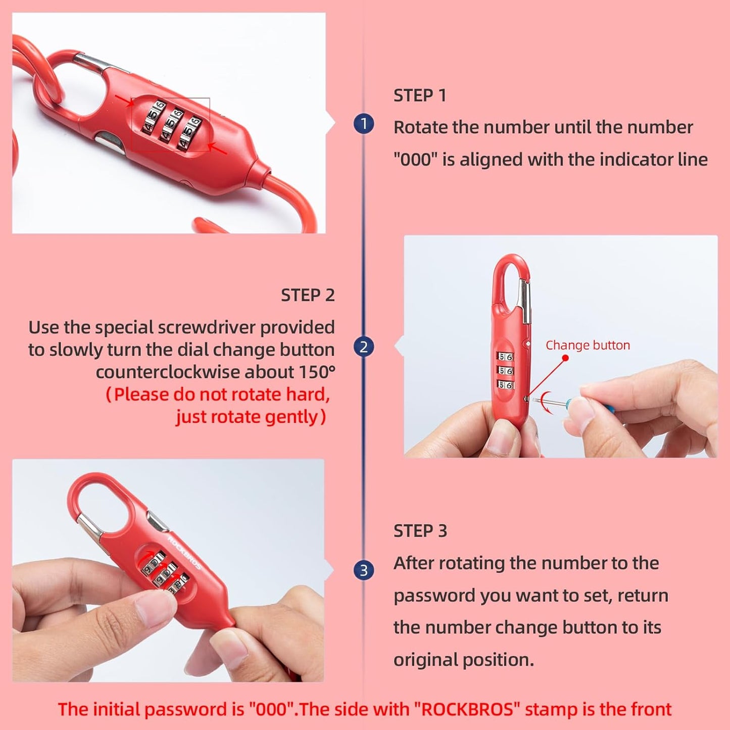 ROCKBROS Bike Lock Cable Combination Bicycle Lock - 6FT Long, Portable, Anti-Theft