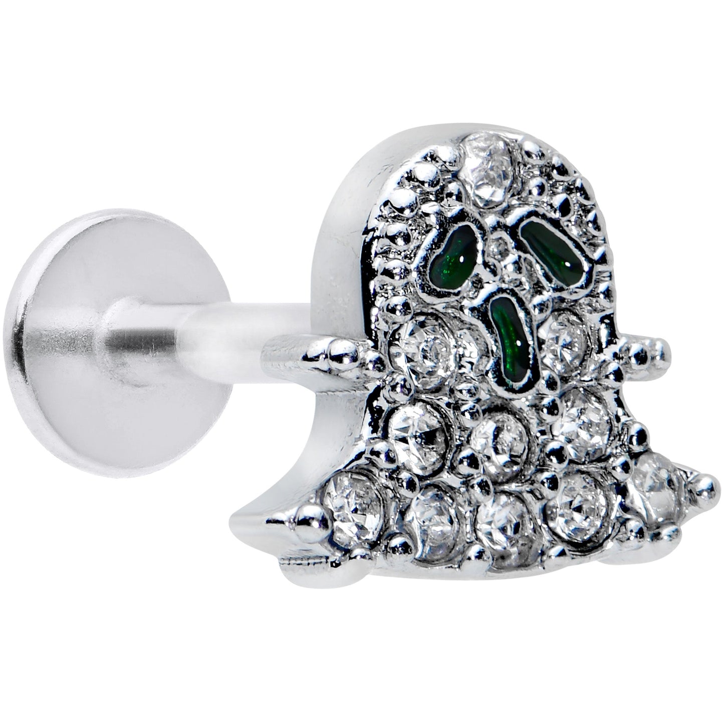 16G 1/4 Clear Gem Scary Ghost Halloween Labret Monroe Tragus