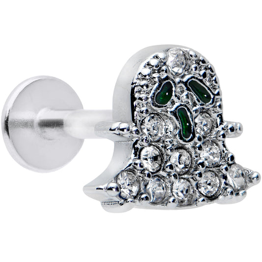 16G 1/4 Clear Gem Scary Ghost Halloween Labret Monroe Tragus