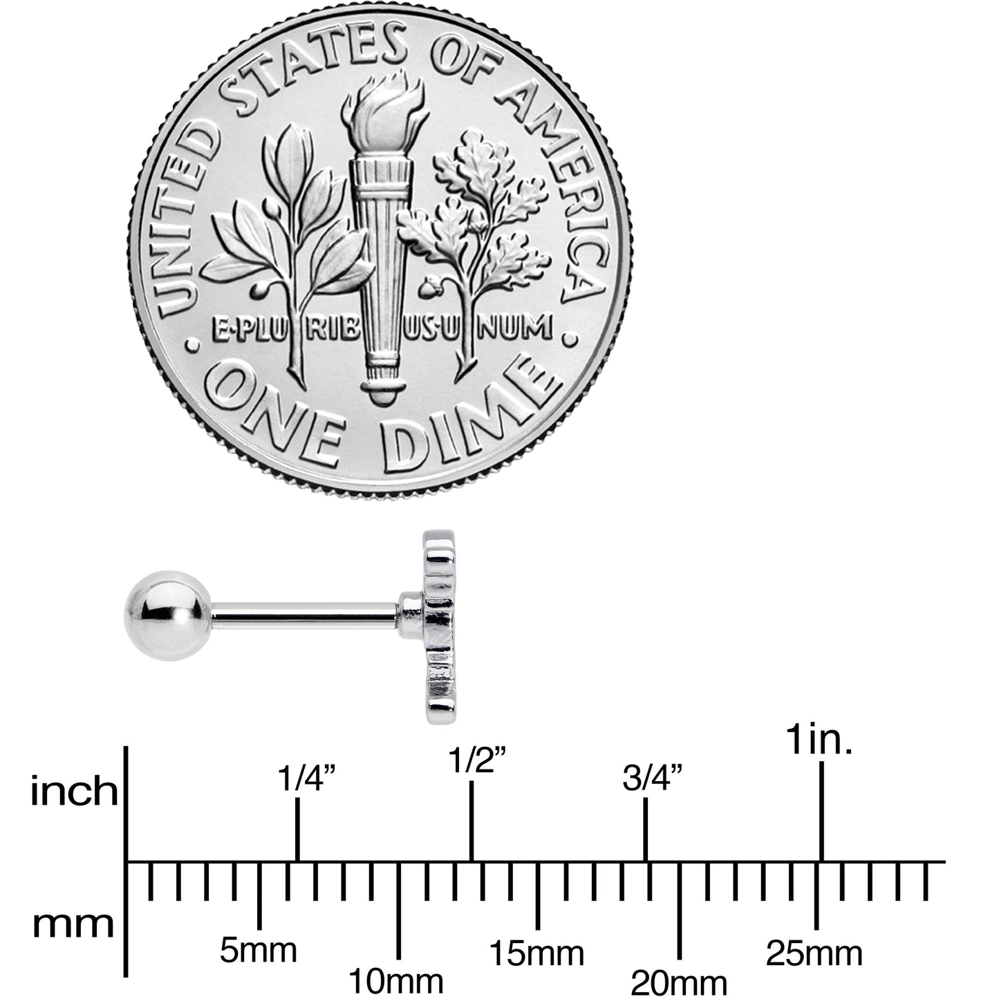 16G 1/4 Green White Mummy Halloween Cartilage Tragus Earring