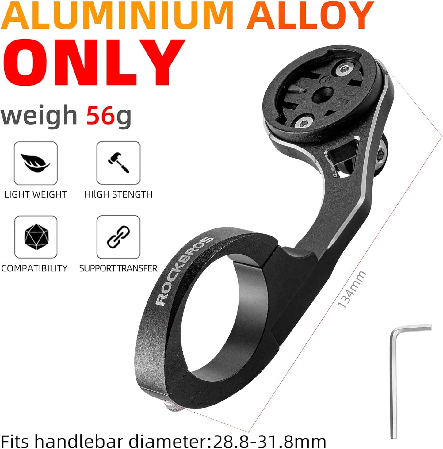ROCKBROS Out Front Bike Mount Cycling Computer Mount Bike Handlebar 1.25''/ 31.8mm