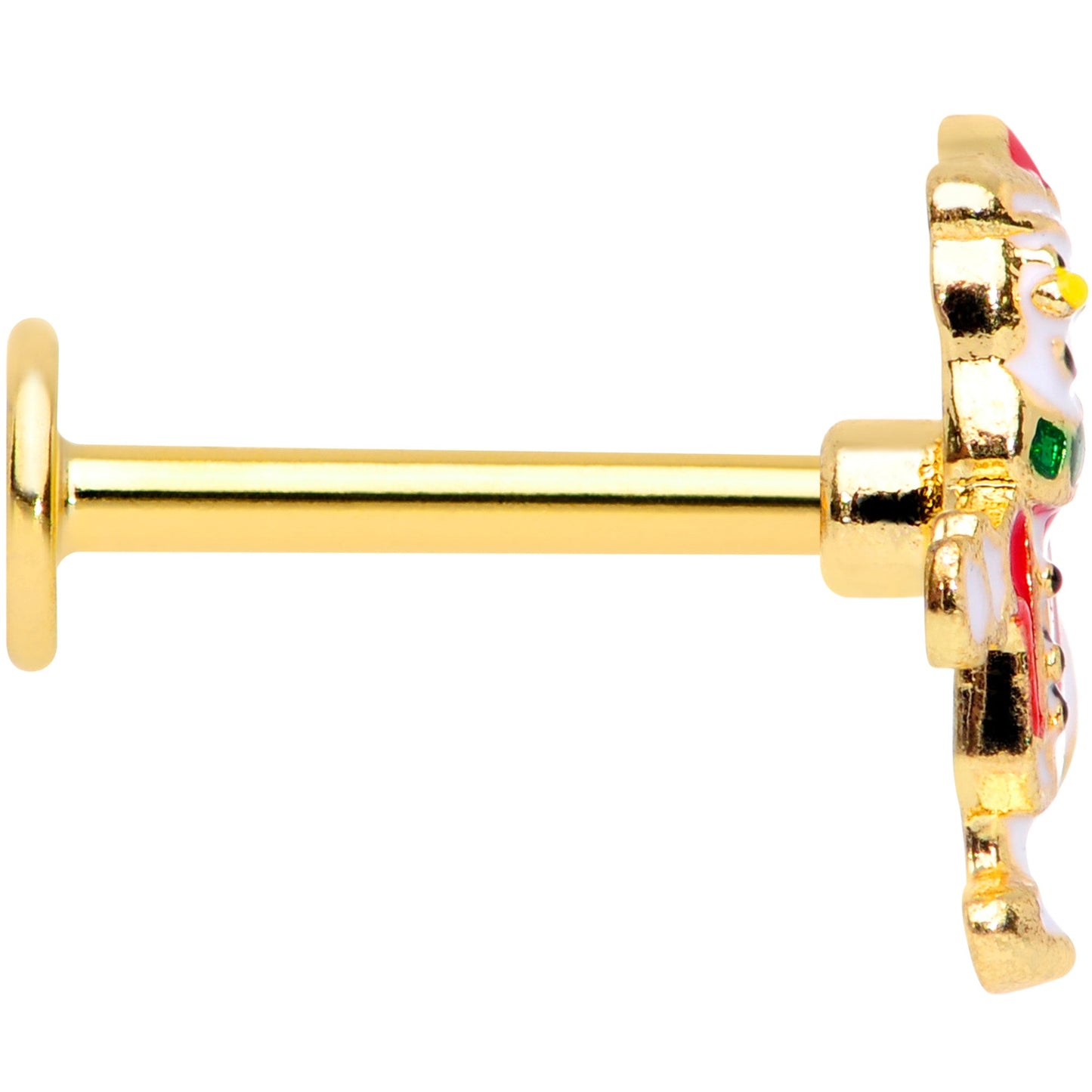 16G 5/16 Gold Tone Skating Snowman Christmas Labret Monroe Tragus