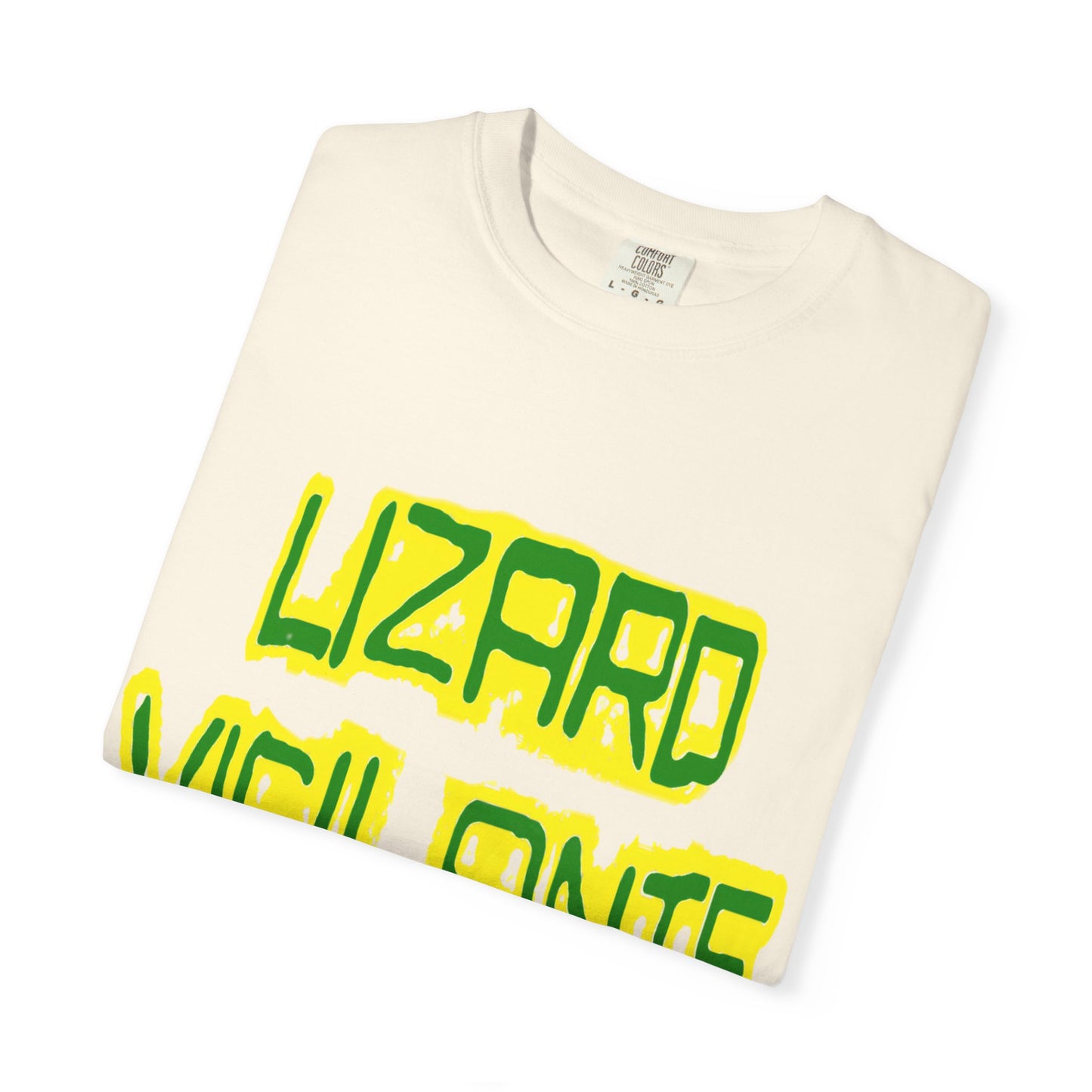 Lizard Vigilante Graphic T-Shirt — Bold Green & Yellow Streetwear Tee