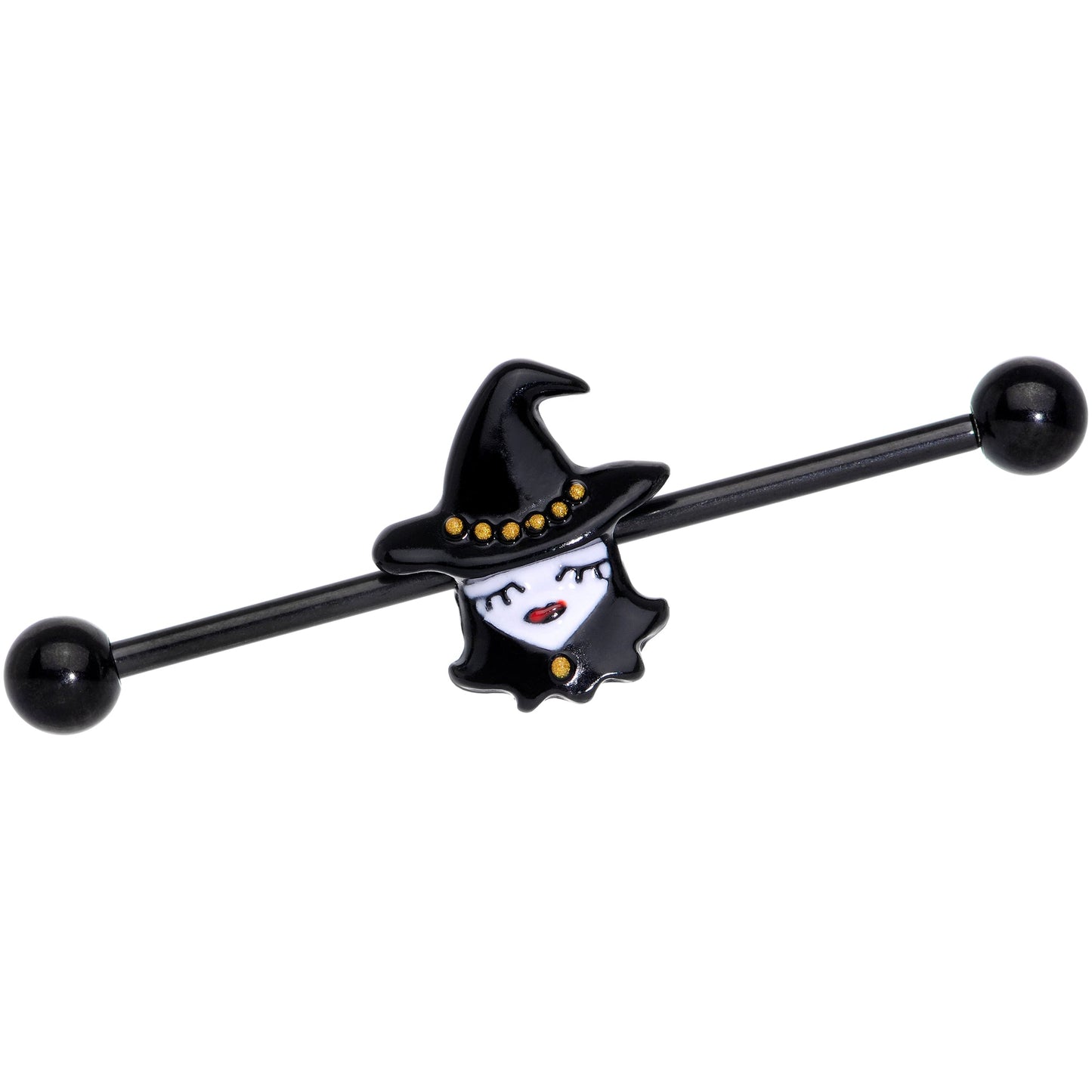 14G Black Goth Witch Halloween Industrial Barbell 38mm