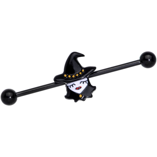 14G Black Goth Witch Halloween Industrial Barbell 38mm