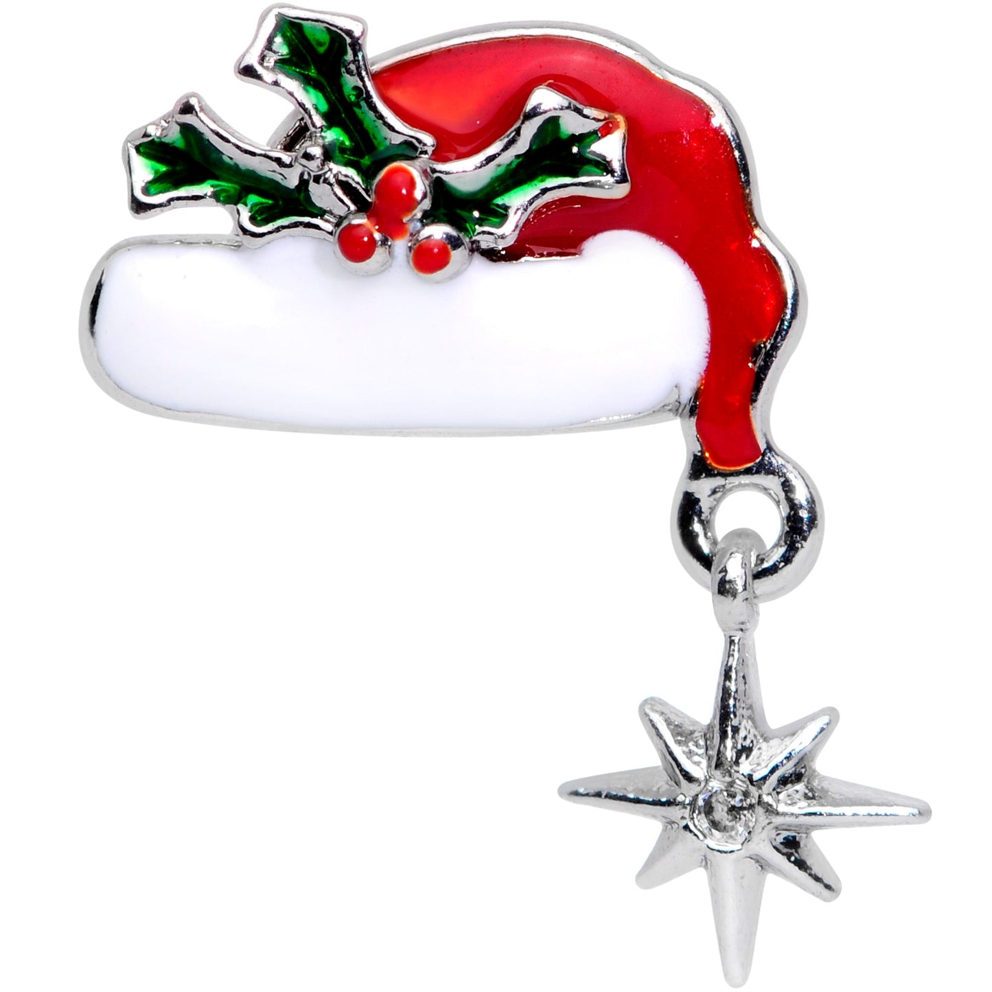 16G 1/4 Clear Gem Jolly Santa Hat Christmas Cartilage Tragus