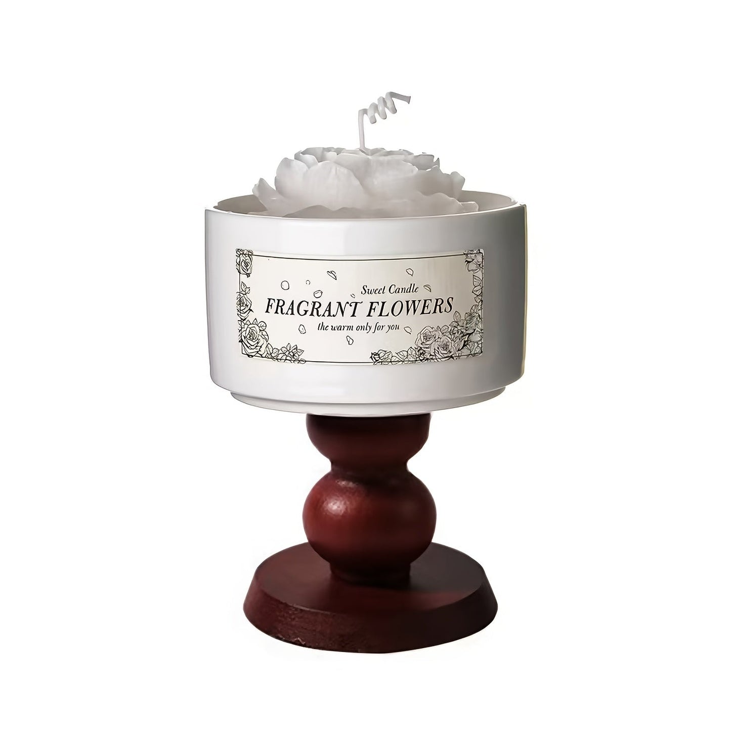 Luxury Soy Wax Scented Candle - 5.3oz Rose, Lavender, Gardenia | Elegant Gift Box for Christmas, Birthdays & Graduations | Home Decor with Ceramic Container & Wooden Base