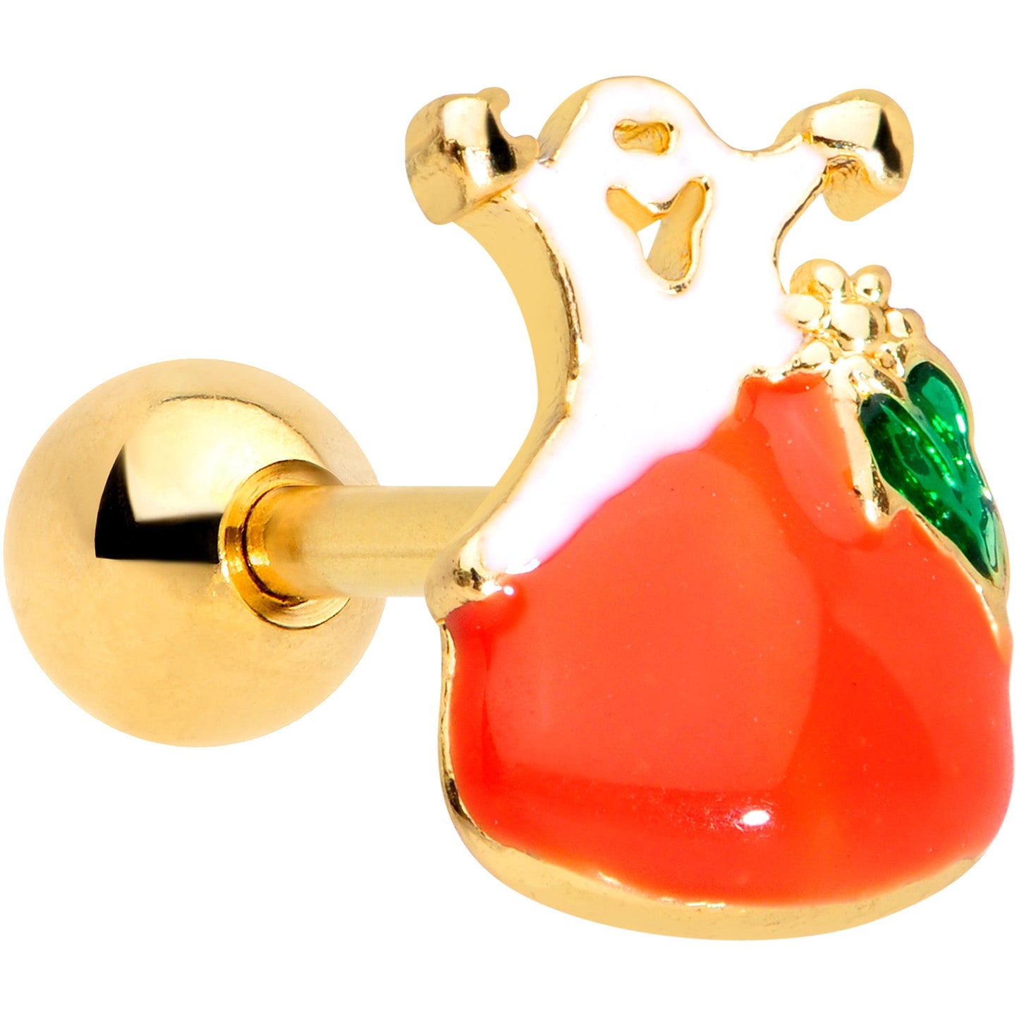 16G 1/4 Gold Tone Haunted Pumpkin Halloween Cartilage Tragus