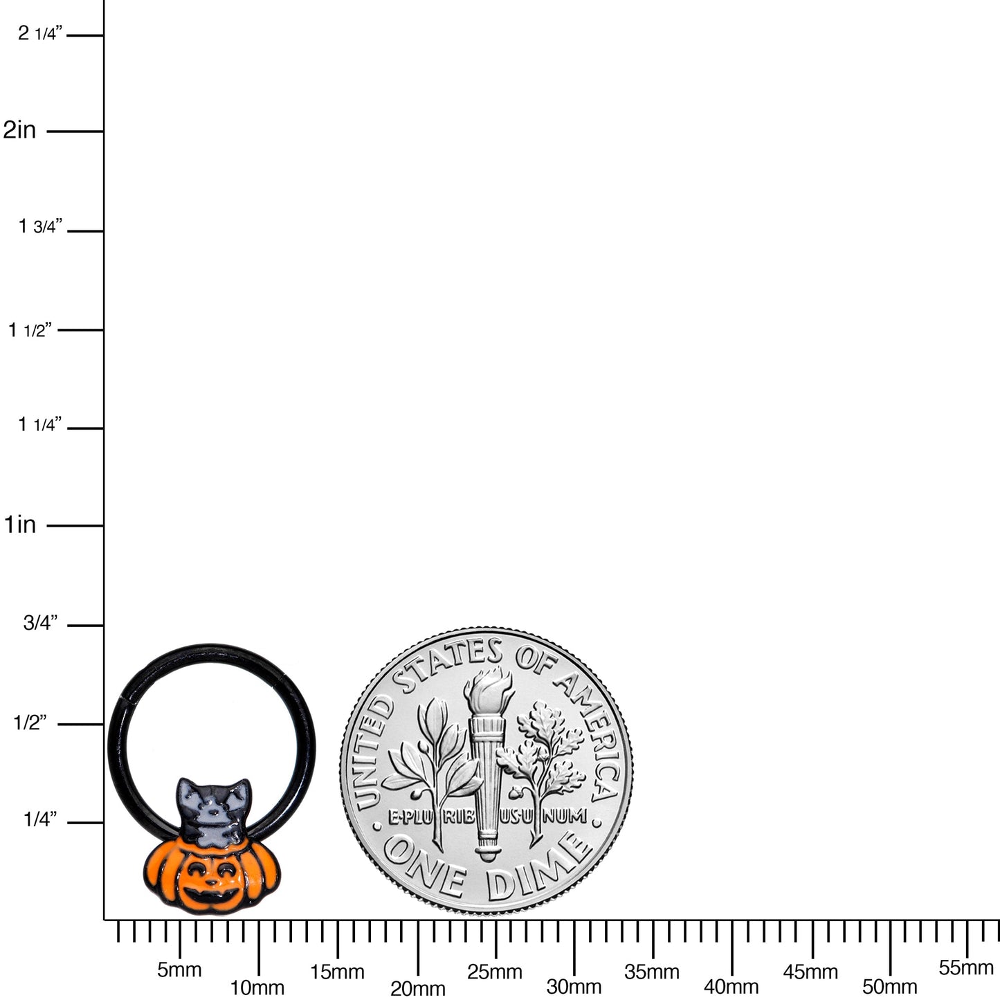16G 3/8 Black Cat Surprise Pumpkin Halloween Hinged Segment Ring
