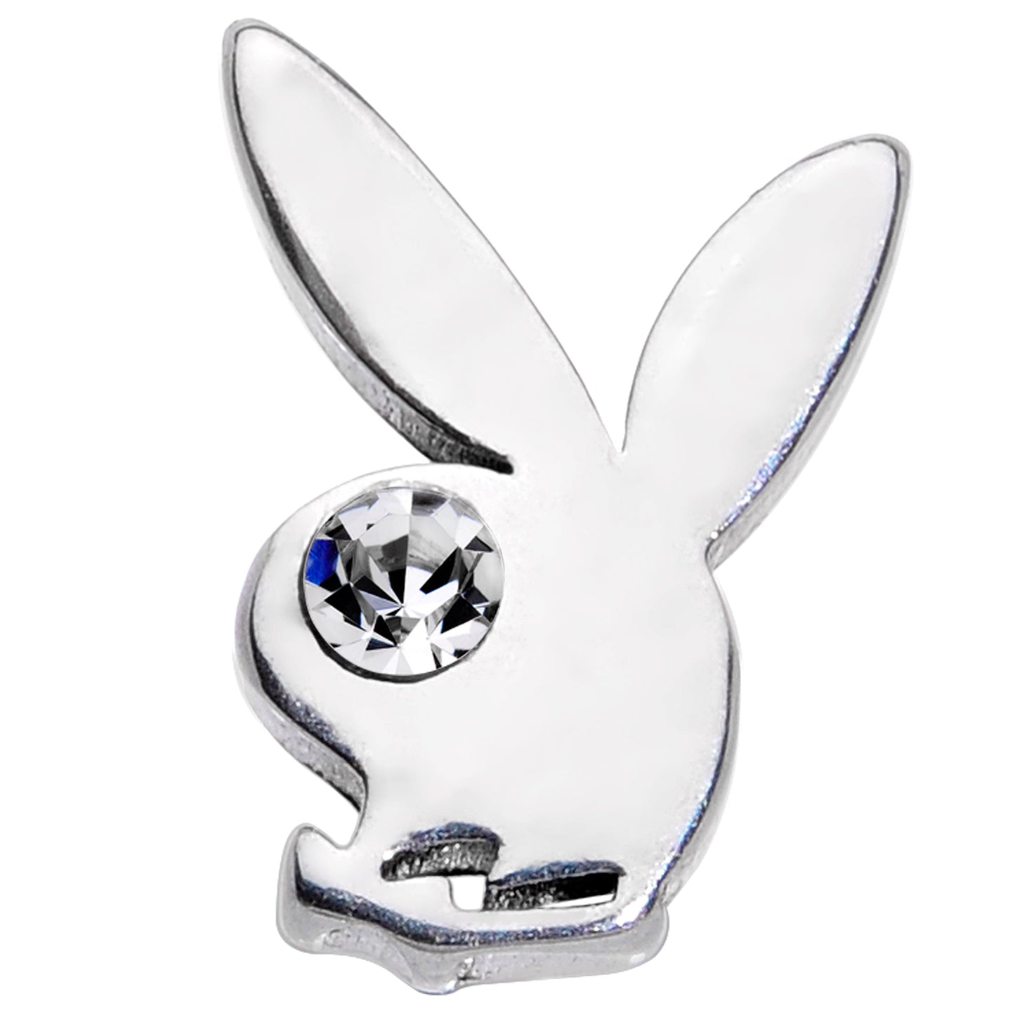 16G 1/4 Licensed Playboy Clear CZ Gem Internally Threaded Labret