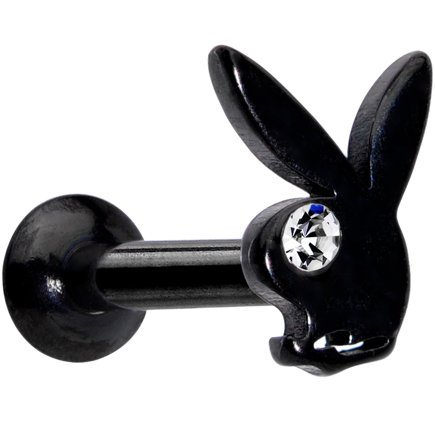 16G 5/16 Licensed Playboy Clear CZ Black Internal Thread Labret