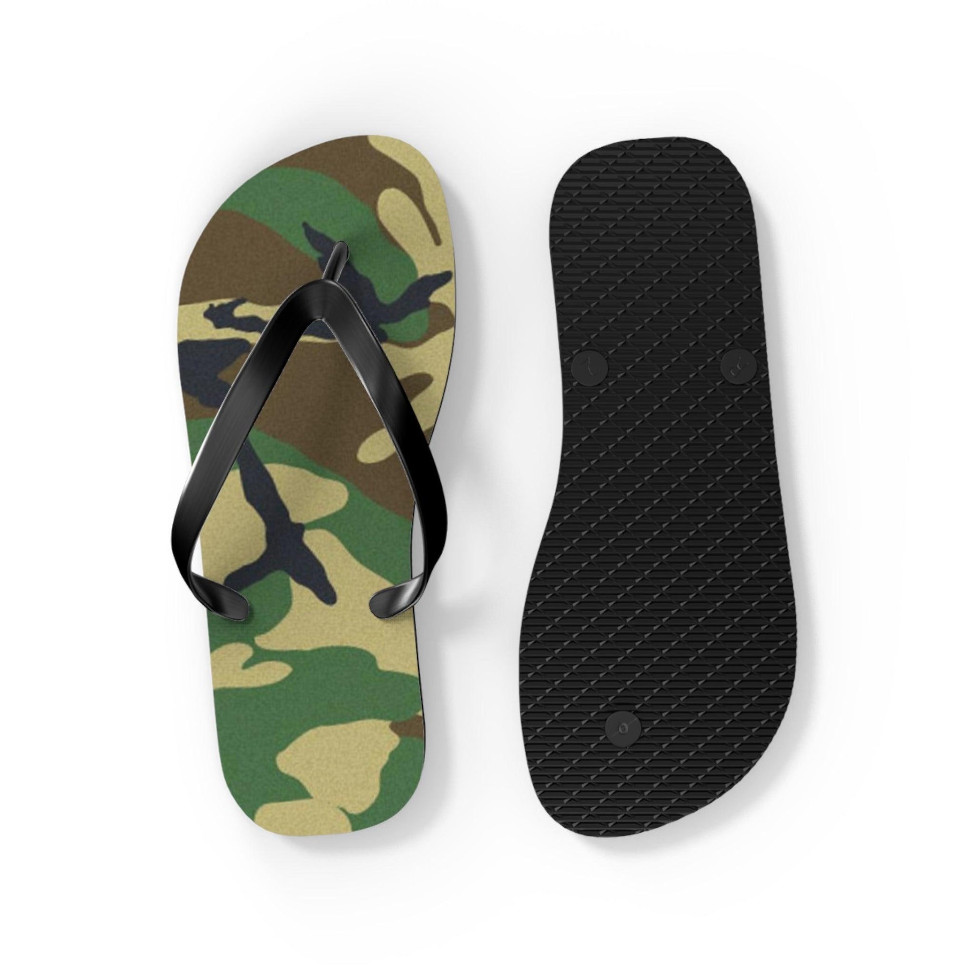 Ladies Green Camouflage Flip Flops - Lizard Vigilante