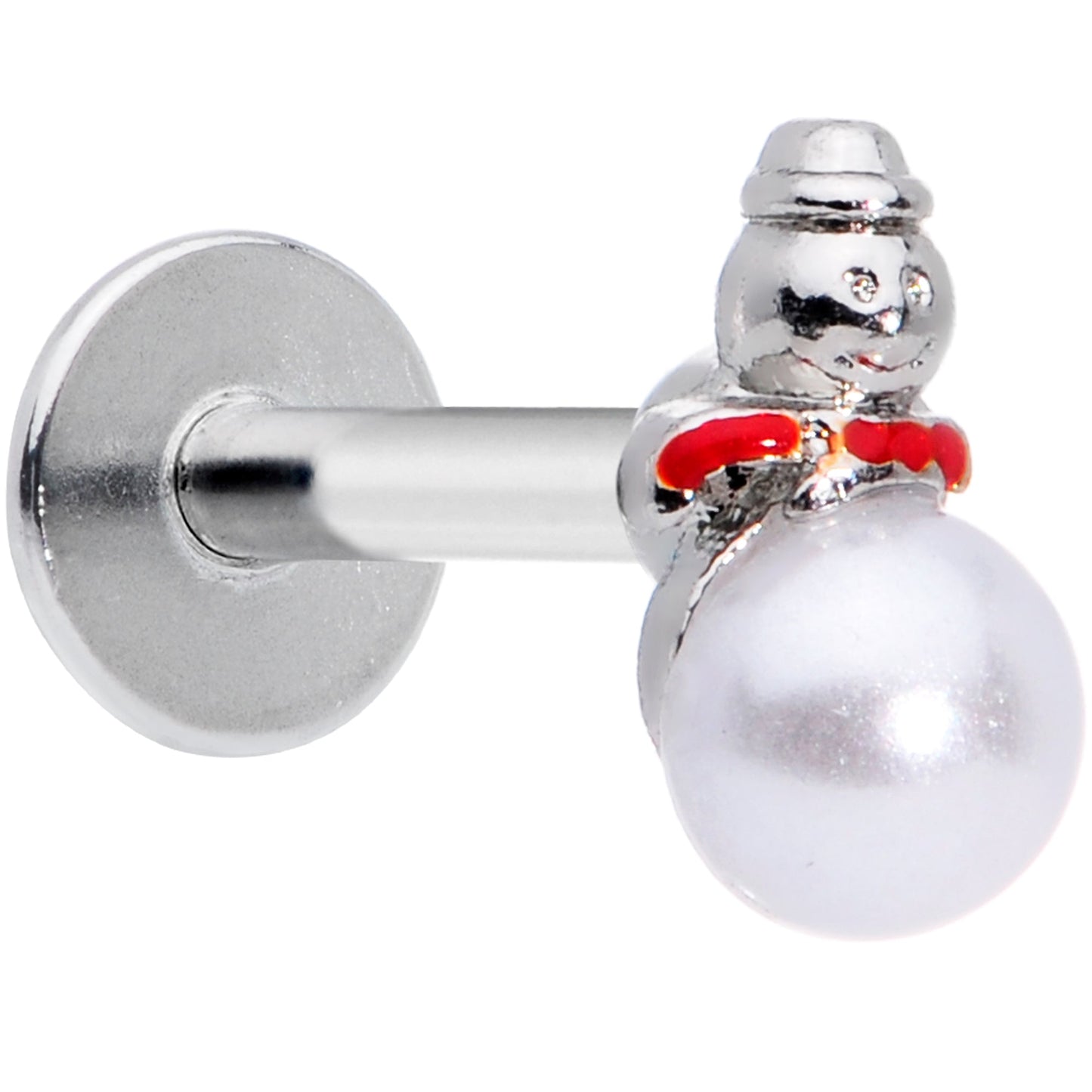 16G 5/16 Pearlescent Orb Snowman Christmas Labret Monroe Tragus