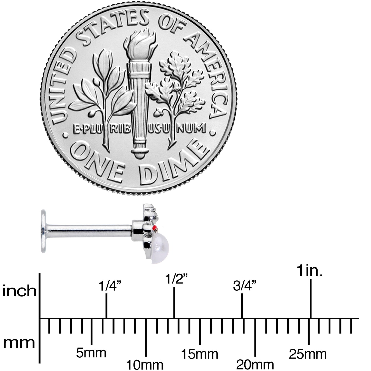 16G 5/16 Pearlescent Orb Snowman Christmas Labret Monroe Tragus