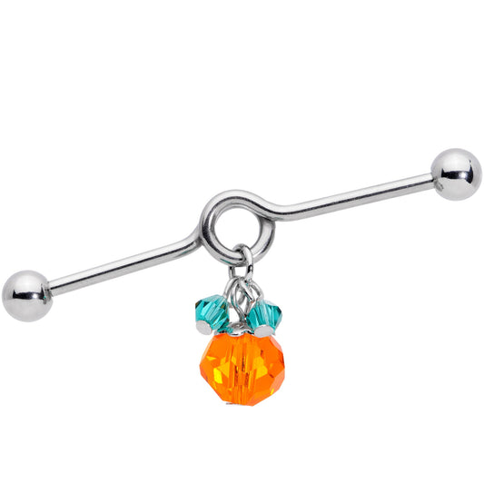 14G Green Orange Gem Pumpkin Halloween Dangle Project Bar 38mm