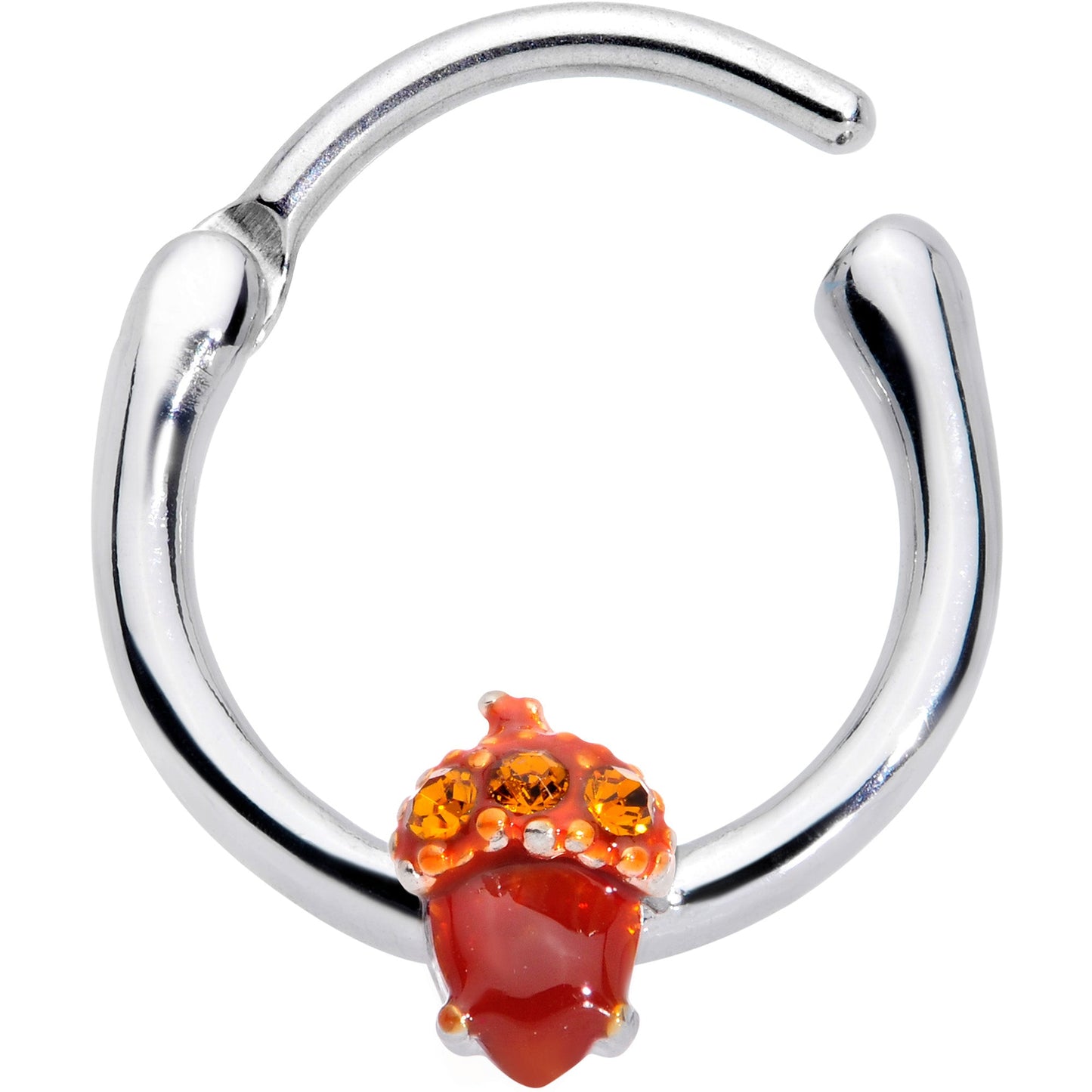 16G 3/8 Brown Gem Fall Autumn Acorn Cartilage Clicker