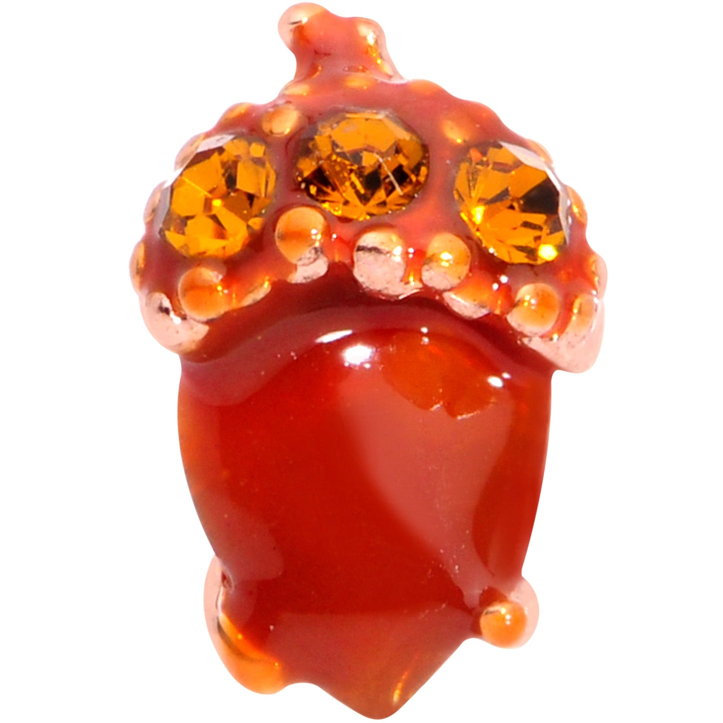 16G 5/16 Rose Gold Hue Brown Gem Fall Acorn Labret Monroe Tragus