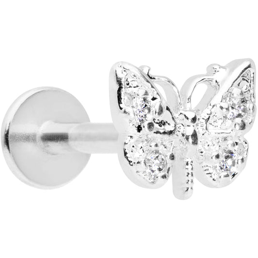 16G 5/16 Clear Gem Butterfly Labret Monroe Tragus