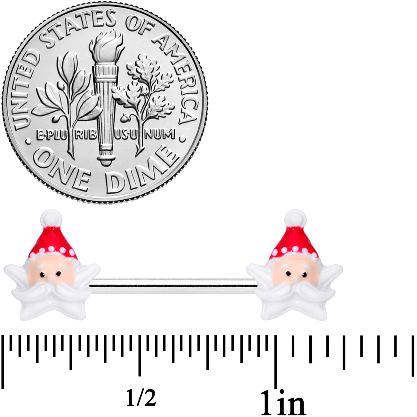 14G 9/16 Santas Beard Holiday Christmas Barbell Nipple Ring Set