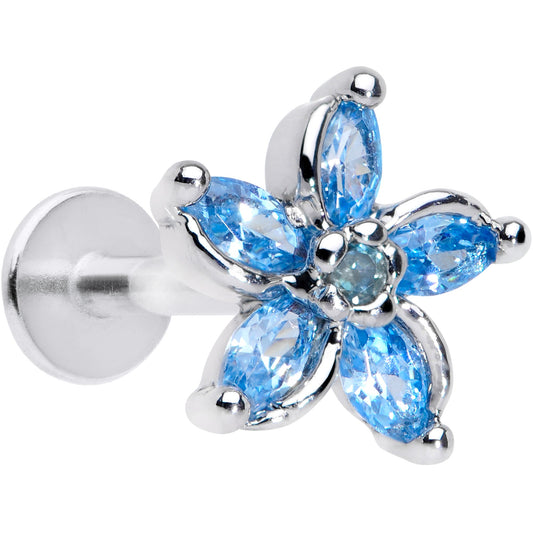 16G 5/16 Aqua Gem Pretty Petals Flower Labret Monroe Tragus