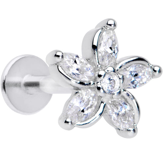 16G 5/16 Clear Gem Pretty Petals Flower Labret Monroe Tragus