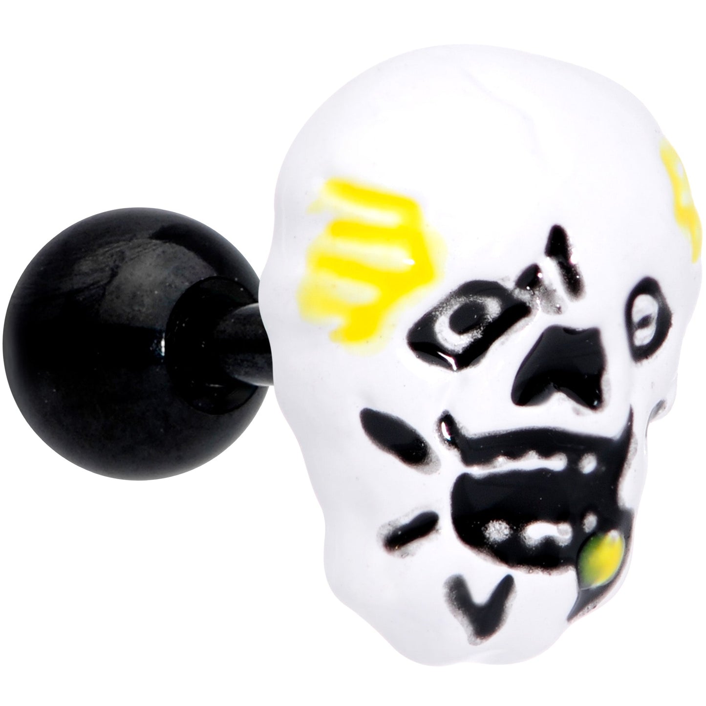 16G 1/4 Black White Skull Halloween Cartilage Tragus Earring