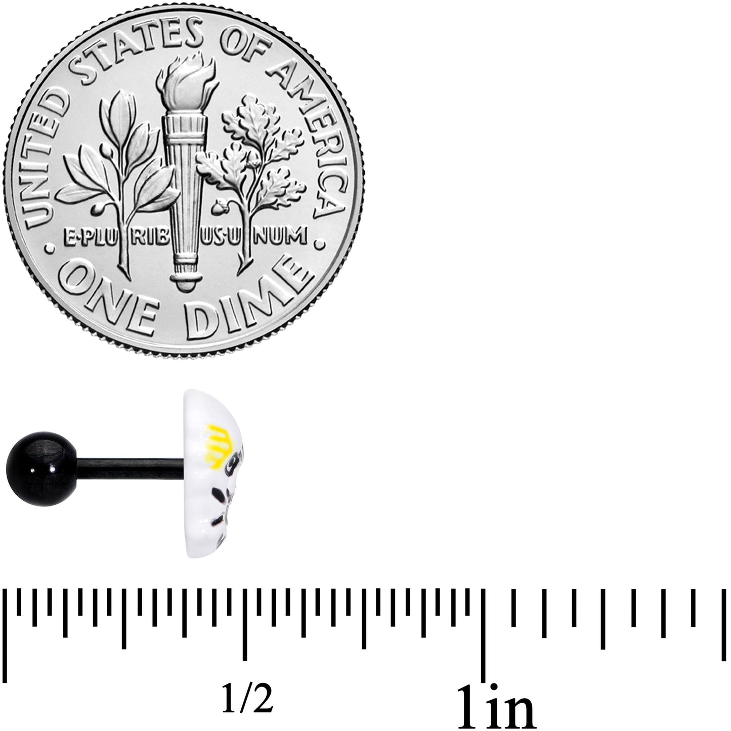 16G 1/4 Black White Skull Halloween Cartilage Tragus Earring