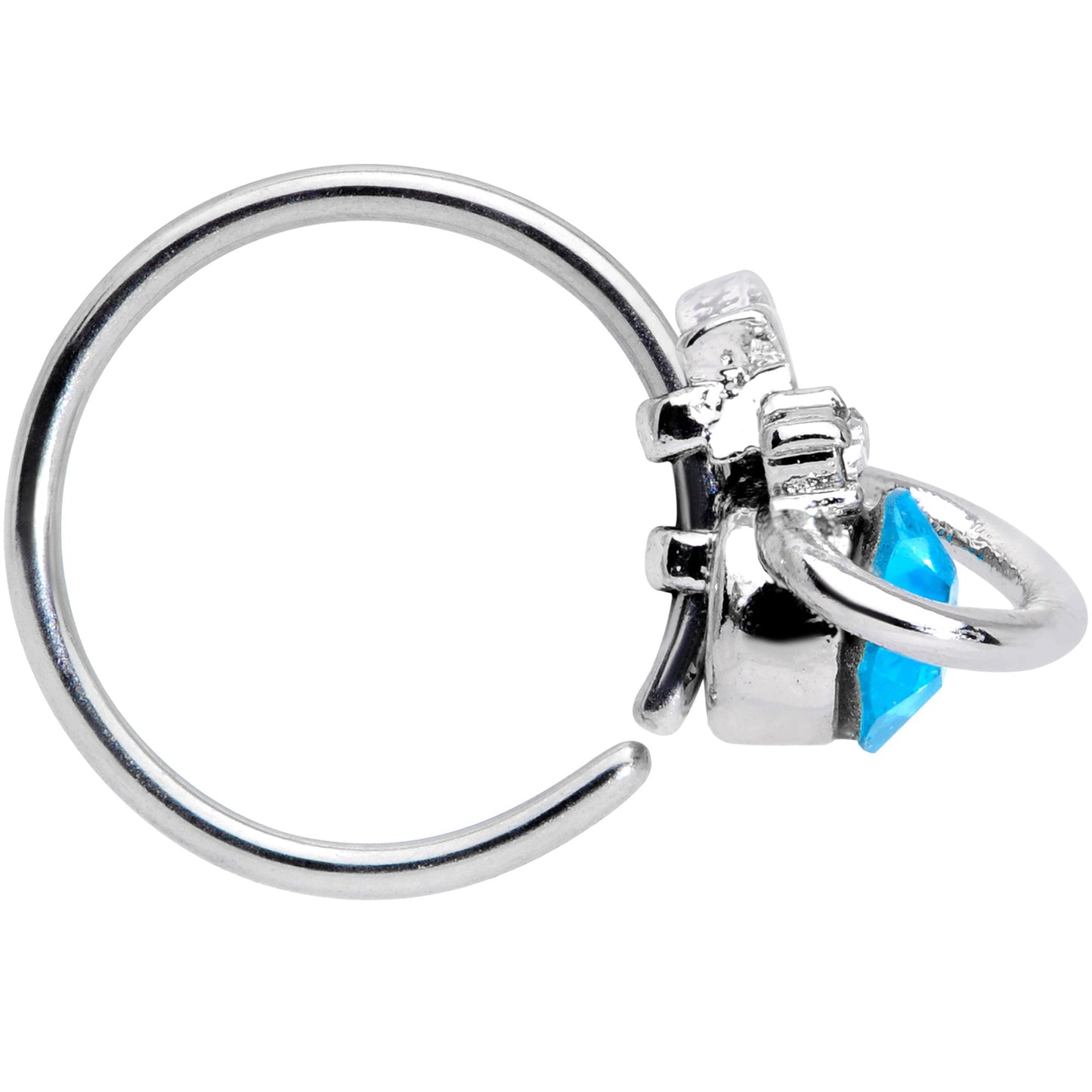 20G 1/4 Clear Blue Gem Star Saturn Nose Hoop