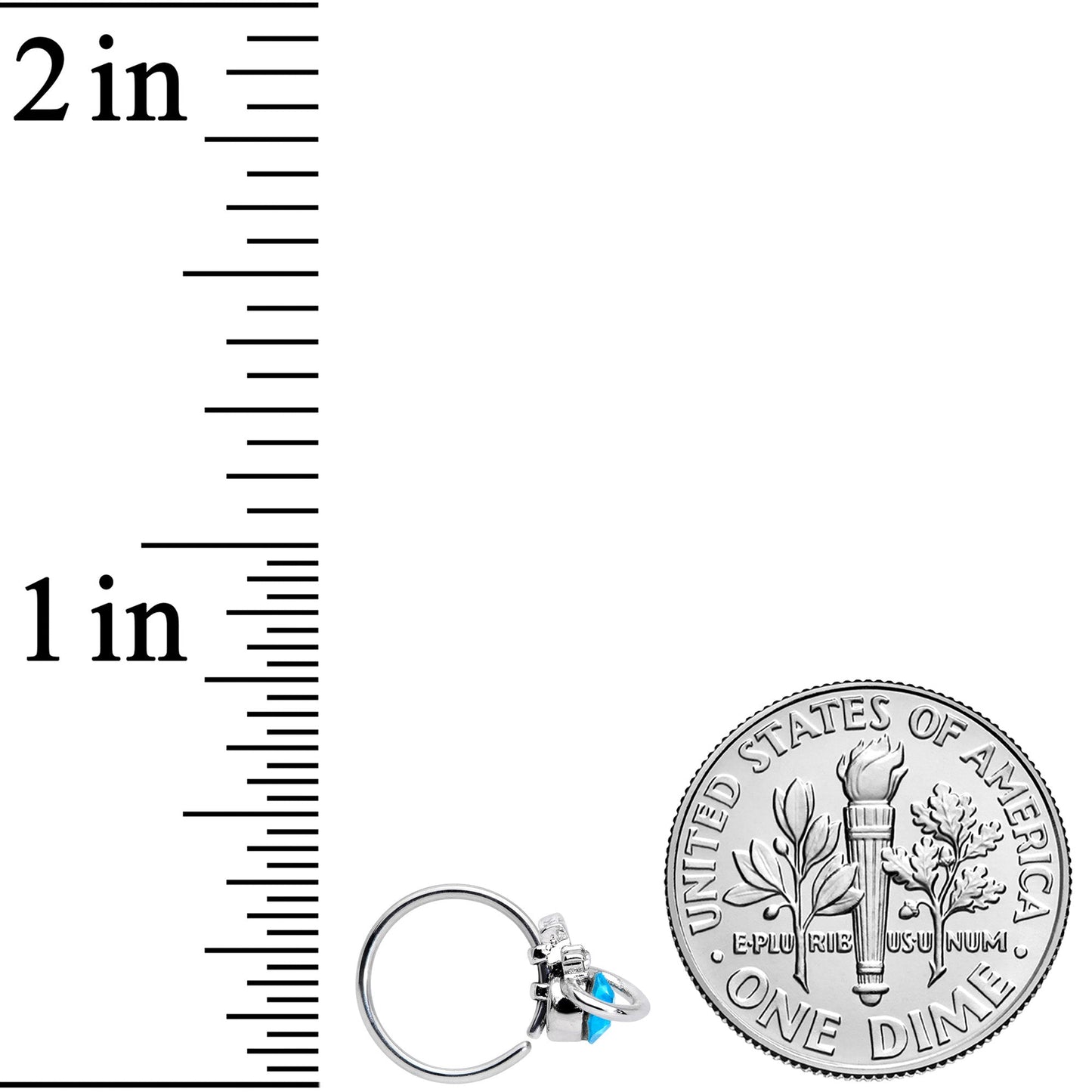 20G 1/4 Clear Blue Gem Star Saturn Nose Hoop