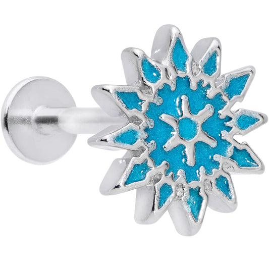 16G 5/16 Blue Winter Snowflake Christmas Labret Monroe Tragus