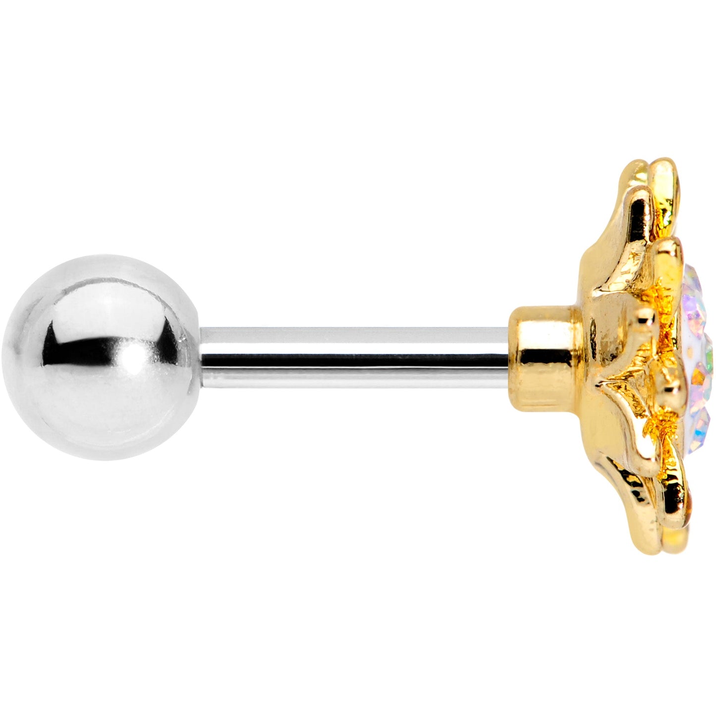 16G 1/4 Aurora Gem Scintillating Sunflower Cartilage Tragus