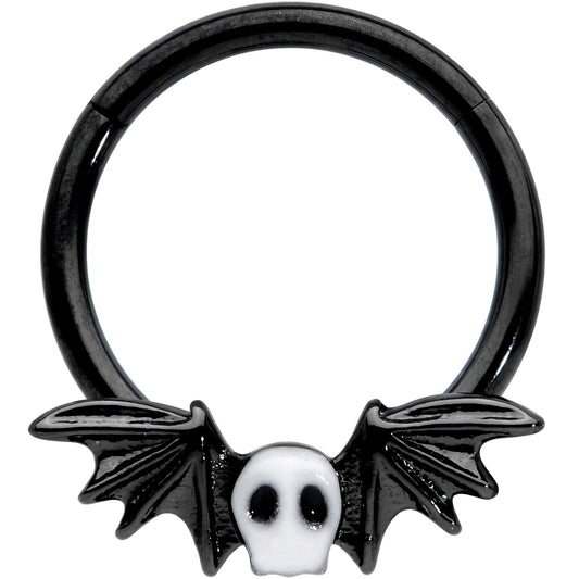16G 3/8 Wing Skull Memento Mori Halloween Hinged Segment Ring