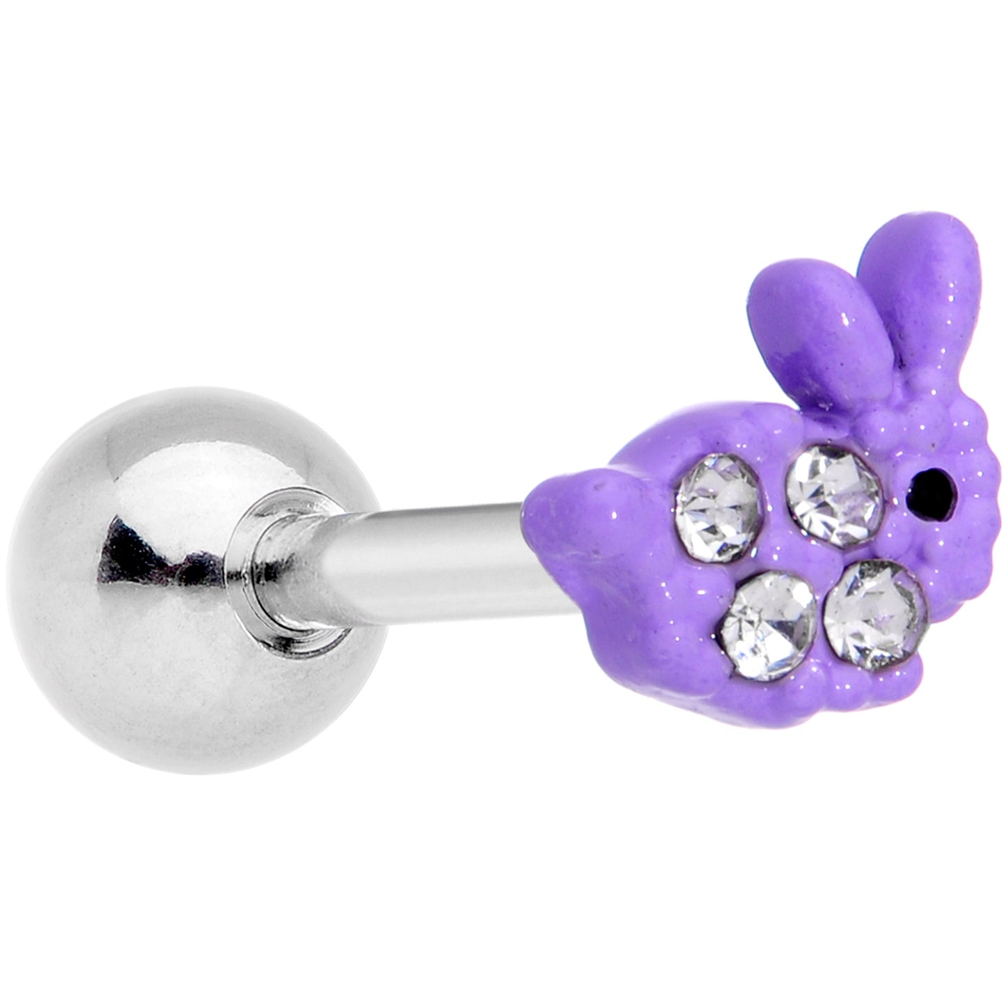16G 1/4 Clear Gem Purple Easter Bunny Cartilage Tragus Earring