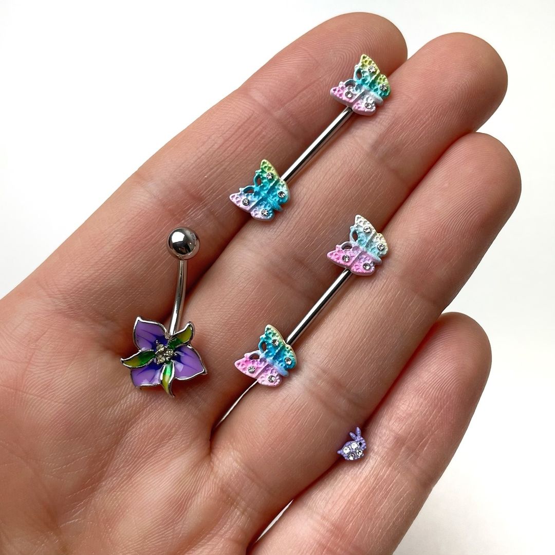16G 1/4 Clear Gem Purple Easter Bunny Cartilage Tragus Earring